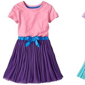 Hanna Andersson Girls 14 Tulle Dress Purple Pink Cotton Colorblock Flaw